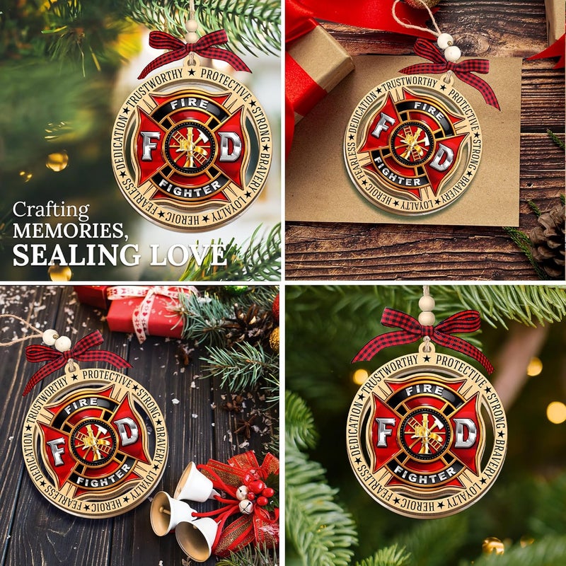 HEXMOZ Firefighter Christmas Ornaments - Firefighter Ornaments for Fireman, Fire Department Gift Ideas - Xmas Gifts for Firefighters Male, Female, Holiday Ornaments Decorations 2025 - Image 3